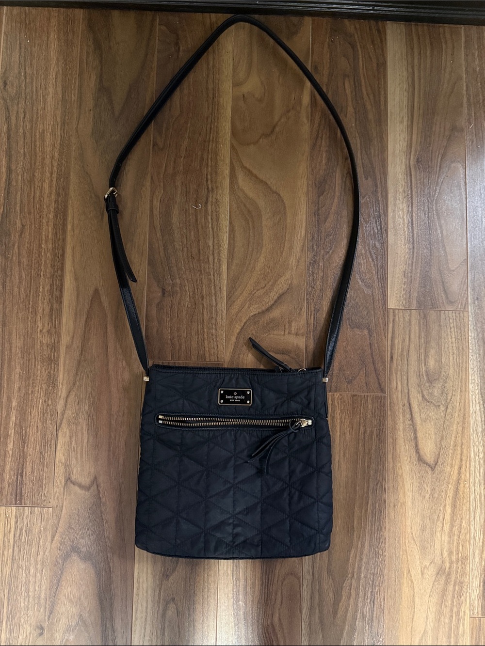 kate spade black quilted crossbody with front zip